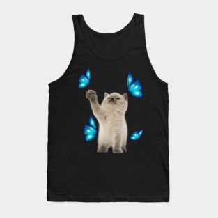 Cute White Cat With Butterfly Cat adoption For Cat Lover Tank Top